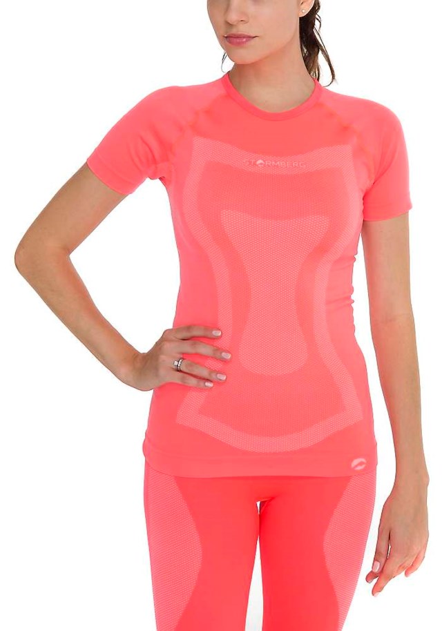 Bjor seamless t-skjorte Fiery Coral/ White - 1