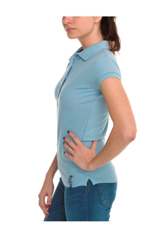 Knuten piqueskjorte dame Blue Dame - 1