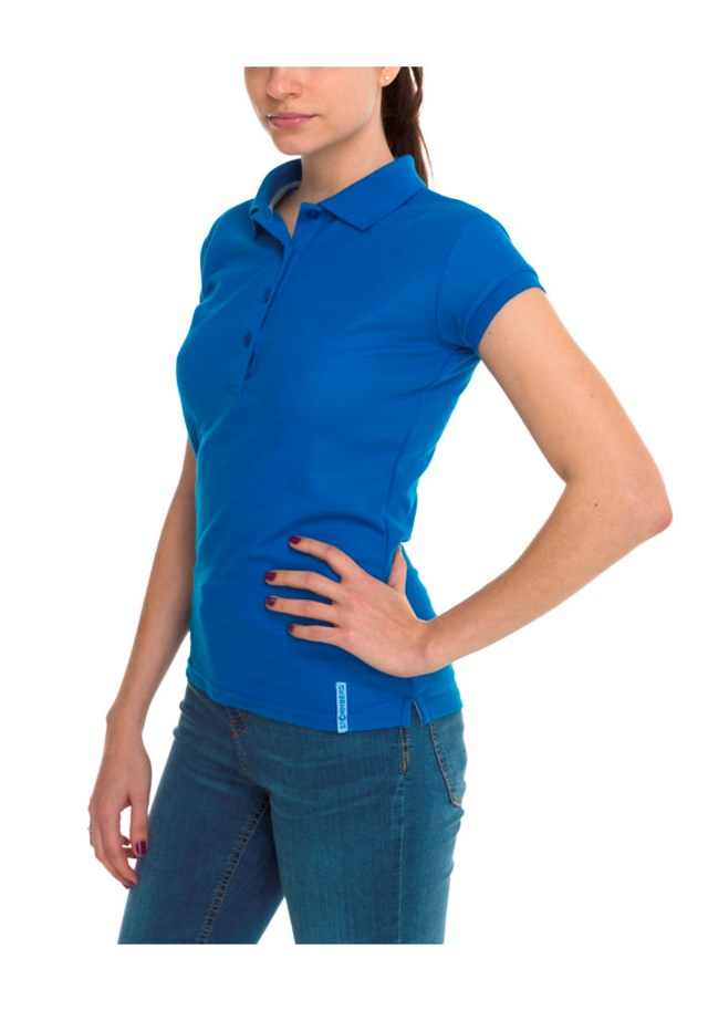 Knuten piqueskjorte dame Electric Blue - 1