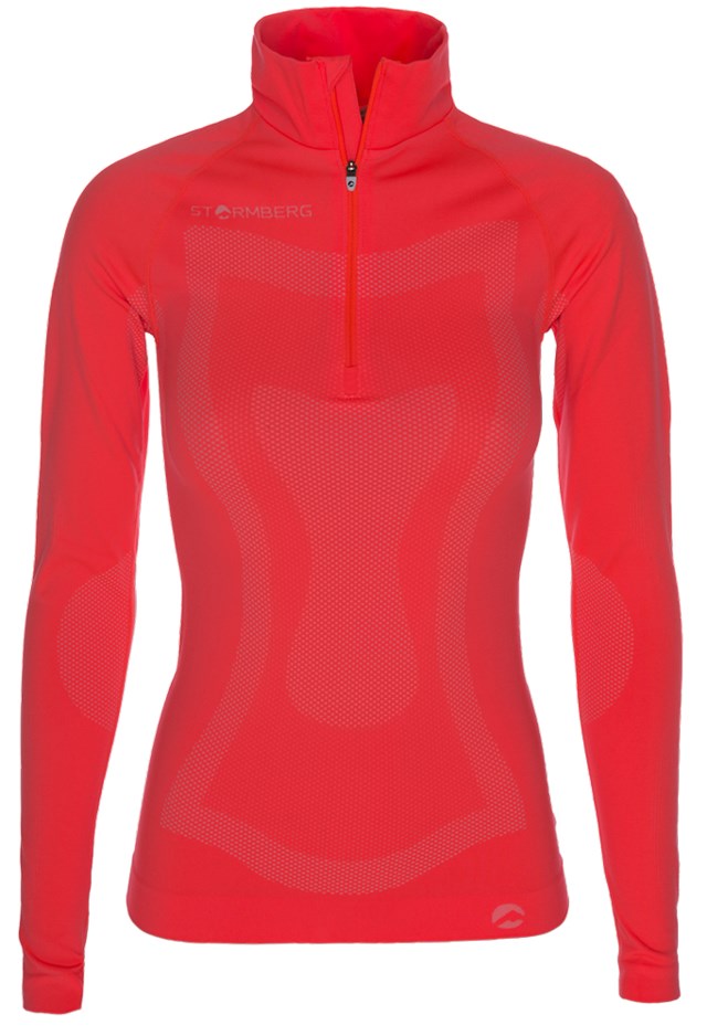 Bjor seamless Half Zip genser Fiery Coral/ White - 1