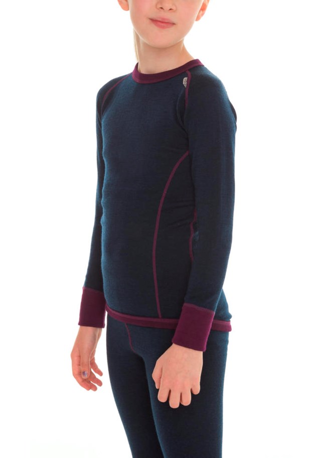 Os bambus 2-lags ulltrøye barn 8-14 Dress Blues/ Potent Purple - 1