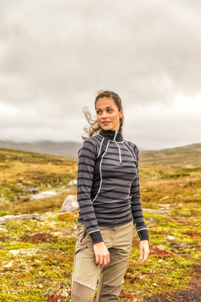 Salbu Half Zip ulltrøye Grey|Turquoise Dame - 1