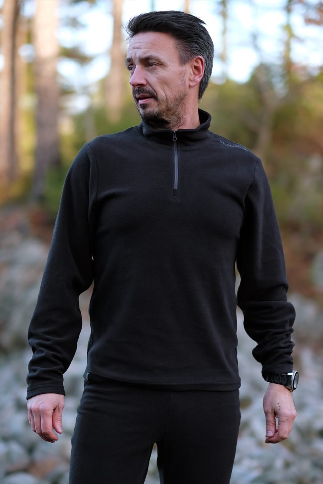 Fløyen Half Zip fleecegenser Jet Black - 1