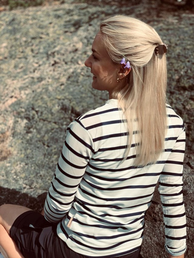 Langfjorden langermet trøye Bright White/ Dress Blues - 1