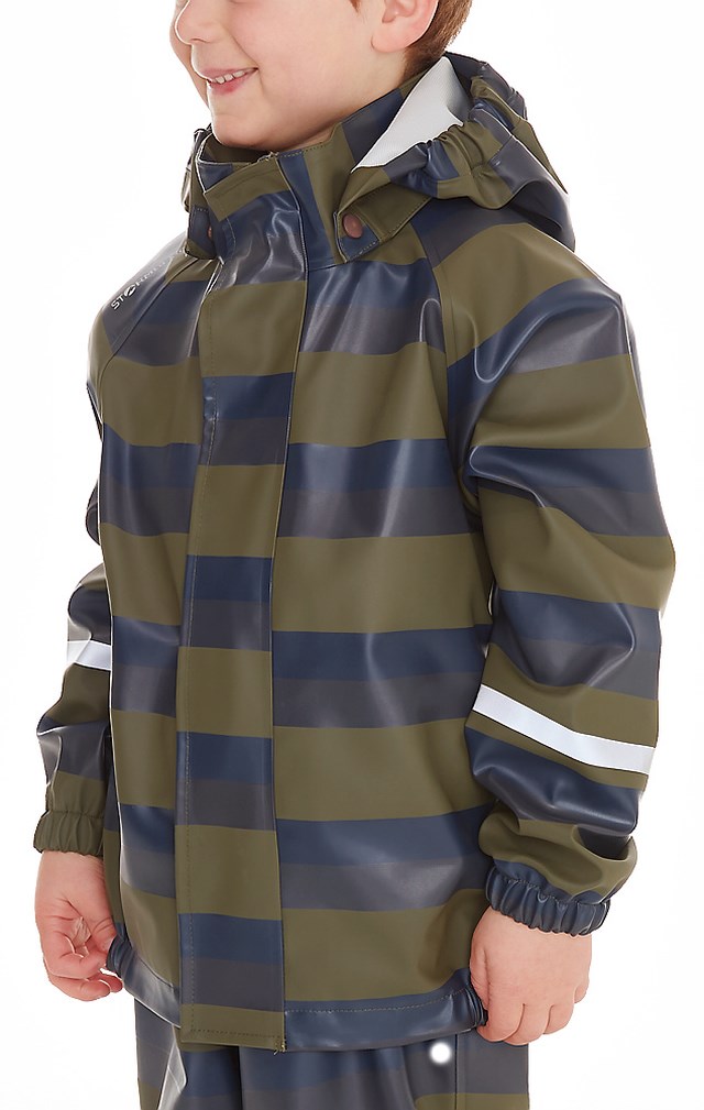Vestland regnjakke barn 1-7 - stripet Ivy Green - 1