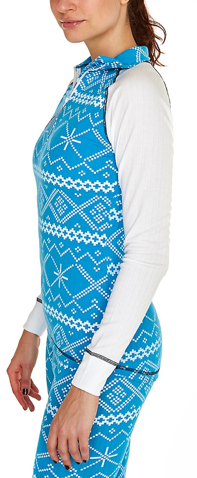 Halsa zip pologenser dame Blue Jewel/ Bright White - 1
