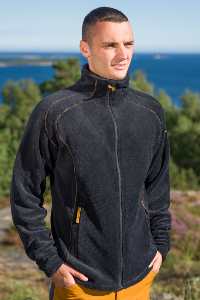 Hyggestien fleecejakke Black|Yellow Herre - 1