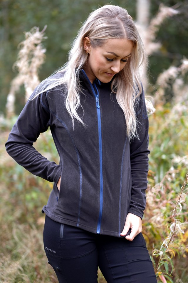 Vigør resirkulert fleecejakke Jet Black/ Biljou Blue - 1