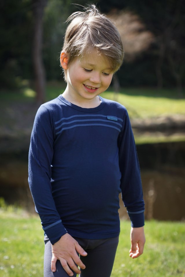 Tronebu bambus trøye barn 1-7 Dress Blues / Real Teal - 1