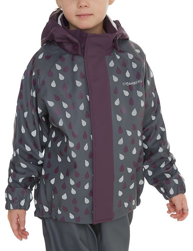 Stormflod regnjakke - testvinner barn 1-7 Italian Plum/ Castlerock - 1