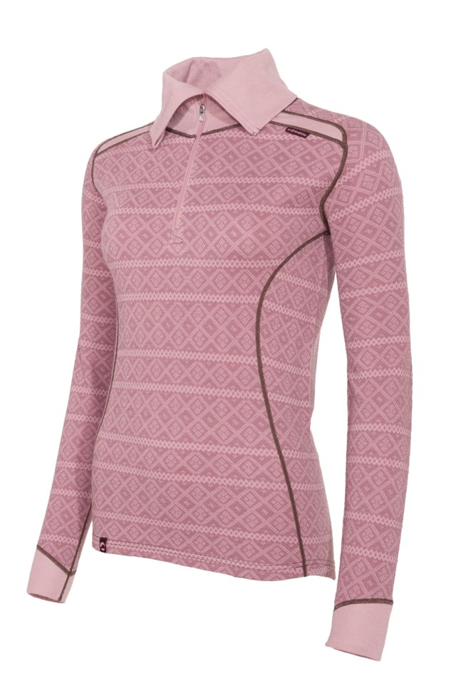 Rauland 2-lags Half Zip ulltrøye Pink Dame - 1