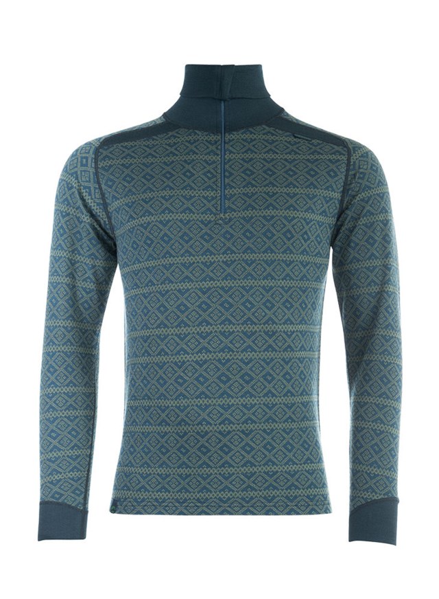 Rauland 2-lags Half Zip ulltrøye Blue|Green Herre - 1