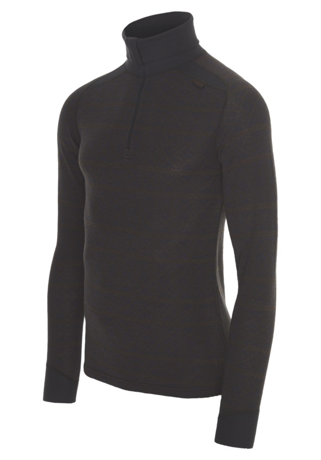 Rauland 2-lags Half Zip ulltrøye Black|Brown Herre - 1