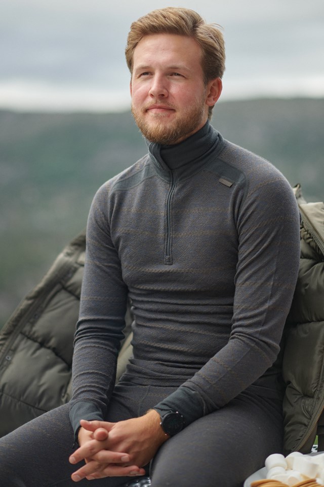 Rauland 2-lags Half Zip ulltrøye Ebony/ Major Brown - 1