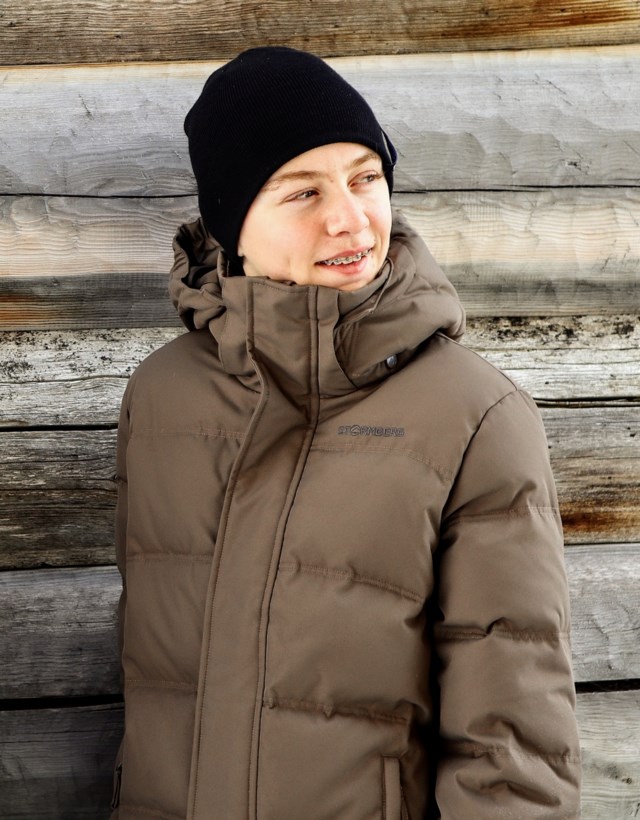 Svalbard dunjakke barn 8-14 Brown Barn - 1