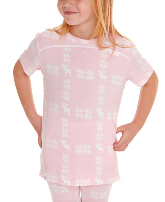 Tronebu bambus t-skjorte mønstret barn 1-7 Rose Shadow - 1