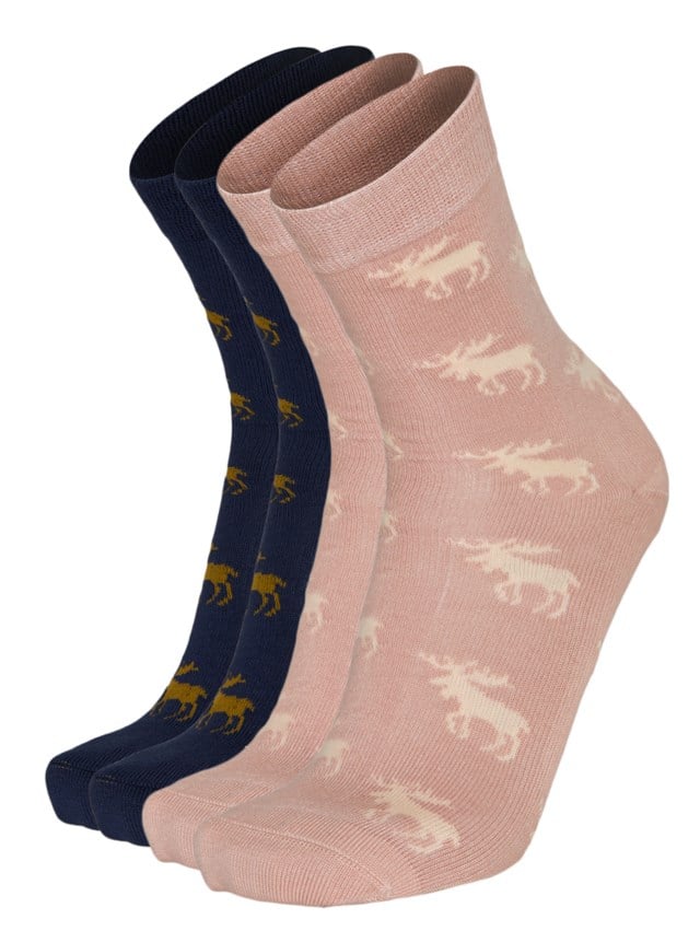Kvam bambus mønstret sokk 2-pack Pink|Blue Unisex - 1