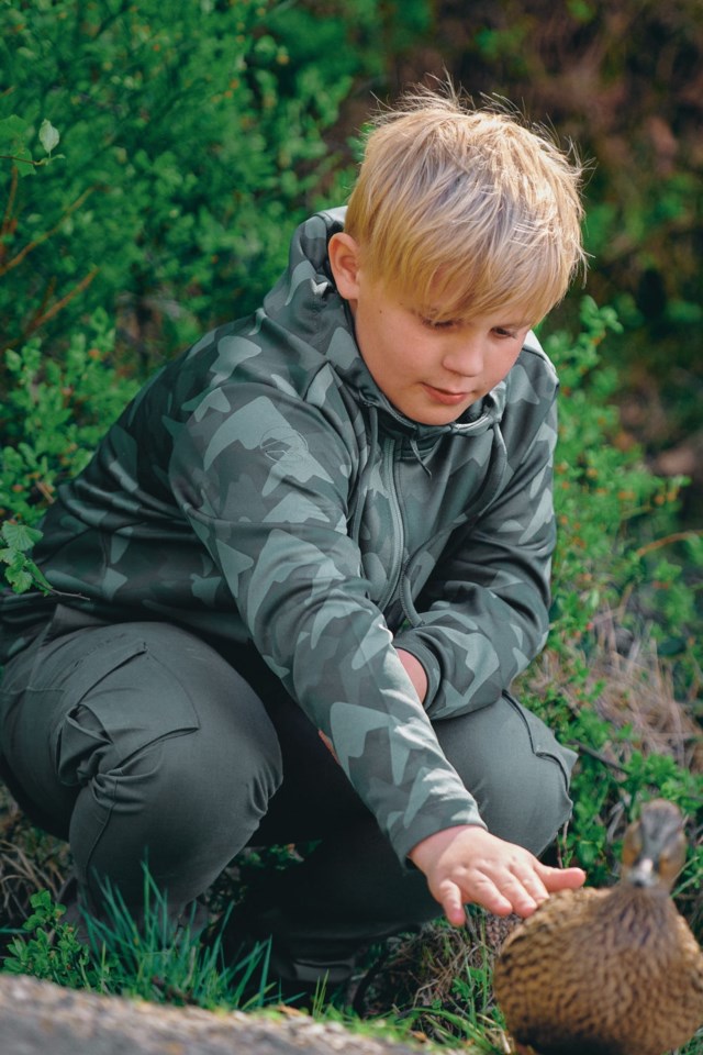 Viknanes camo resirkulert hettejakke barn 8-14 Green Barn - 1