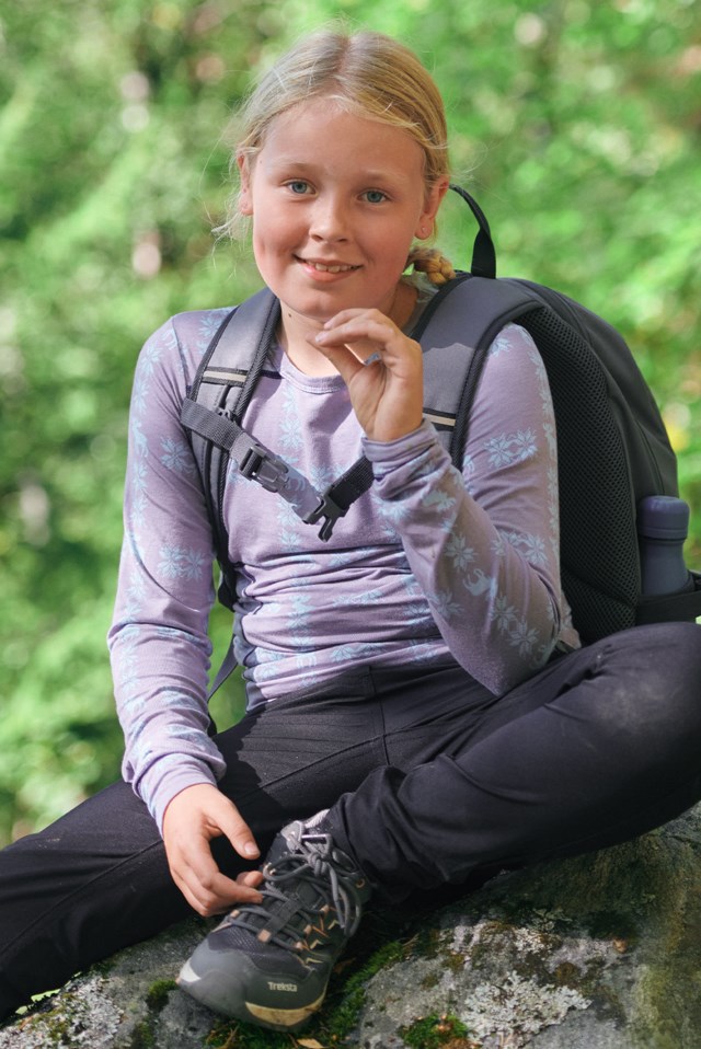 Rondebu bambus trøye barn 8-14 Grey Barn - 1