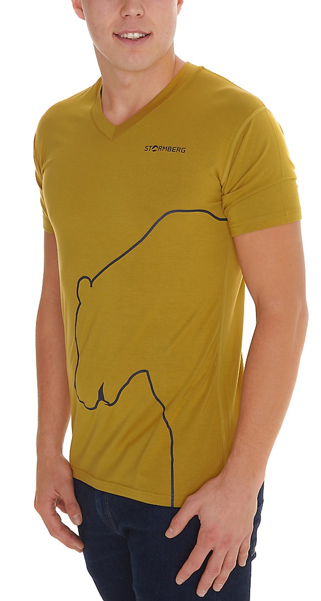 Rondebu bambus t-skjorte - bjørn Ecru Olive - 1
