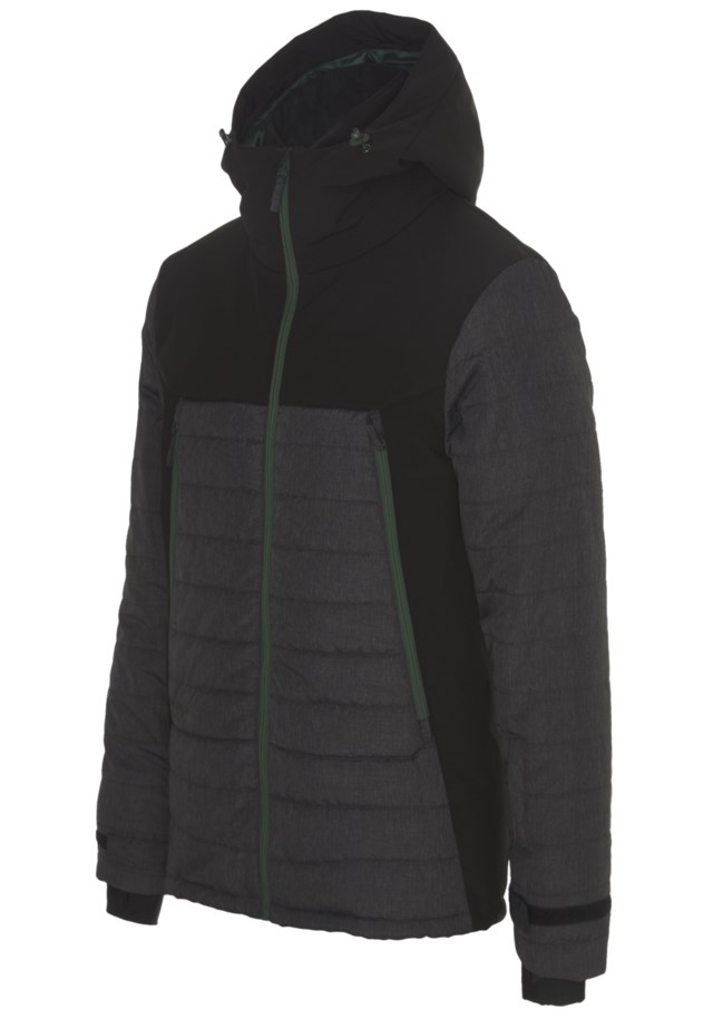 Brekstad vattert jakke Jet Black Melange/ Trekking Green - 1