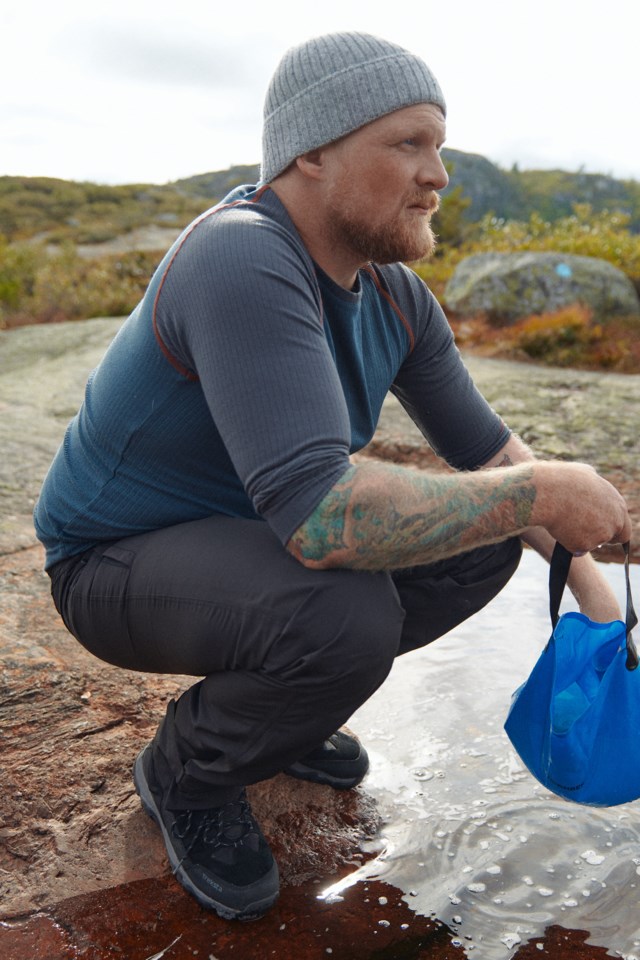 Lindland resirkulert trøye Grey|Blue Herre - 1