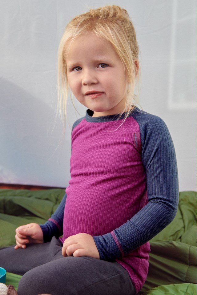 Lindland resirkulert trøye barn 1-7 Hyacinth Violet/ Orion Blue - 1