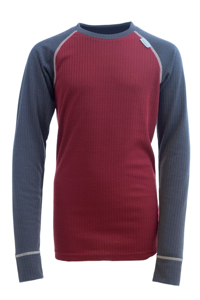 Lindland resirkulert trøye barn 8-14 Ebony Grey/ Real Teal - 1