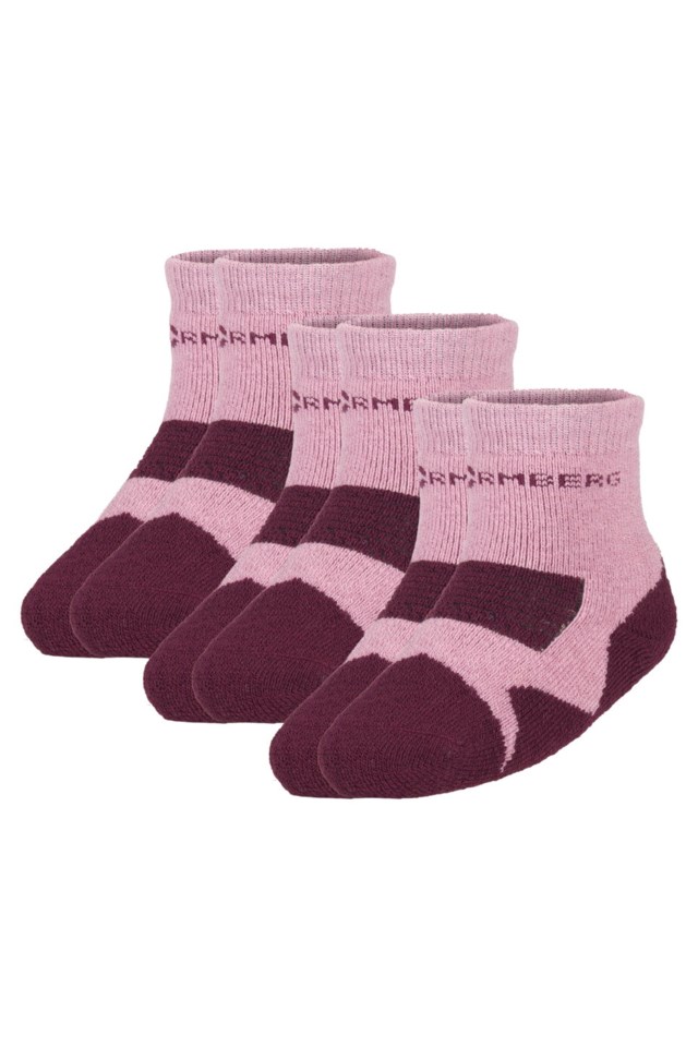 Breke ullsokk antiskli 3-pack Pink Barn - 1