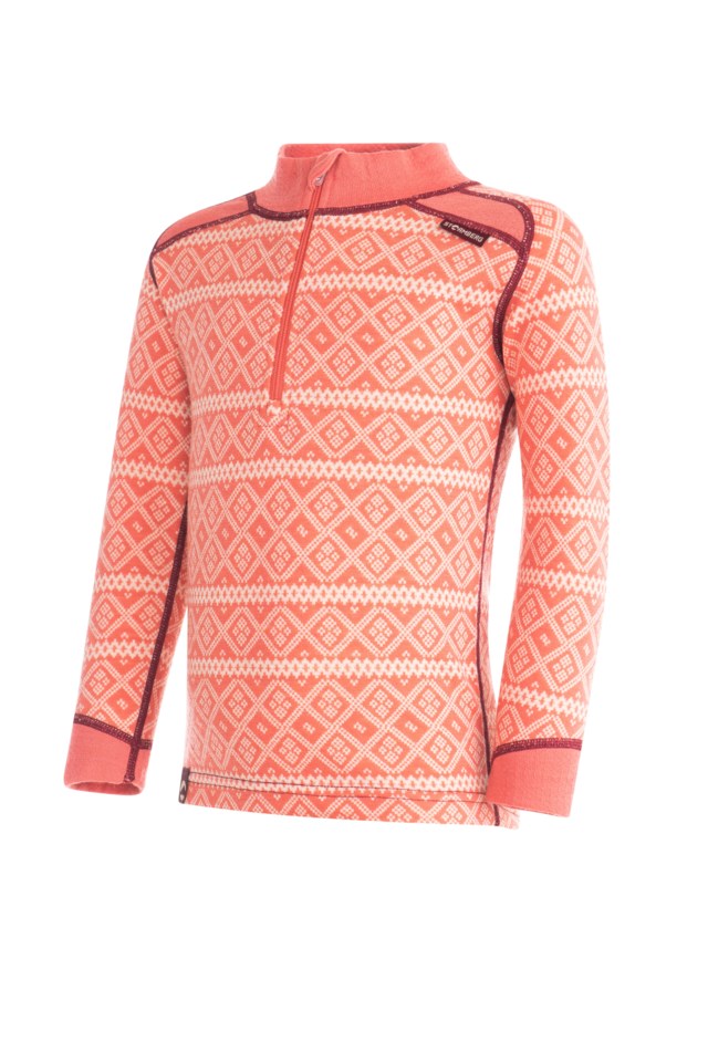 Rauland 2-lags Half Zip ulltrøye barn 1-7 Pink Barn - 1