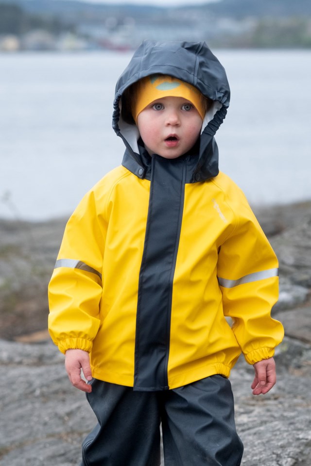 Regnfoss resirkulert regnjakke barn 1-7 Grey|Yellow Barn - 1