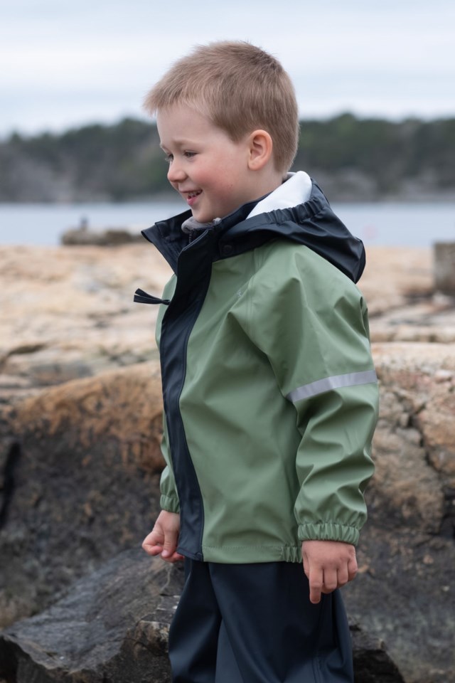 Regnfoss resirkulert regnjakke barn 1-7 Green Barn - 1
