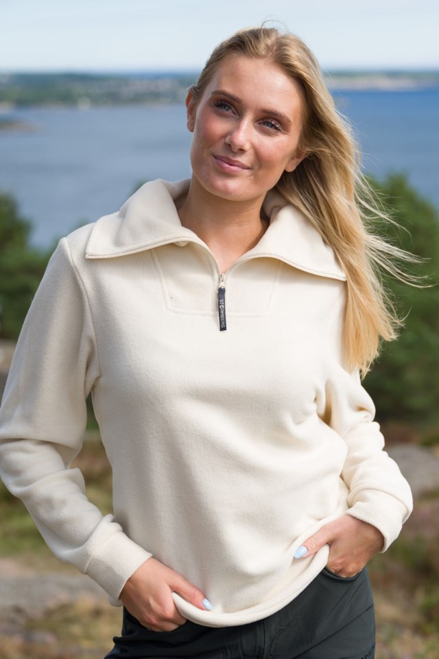 Fjella resirkulert Half Zip genser White Dame - 1