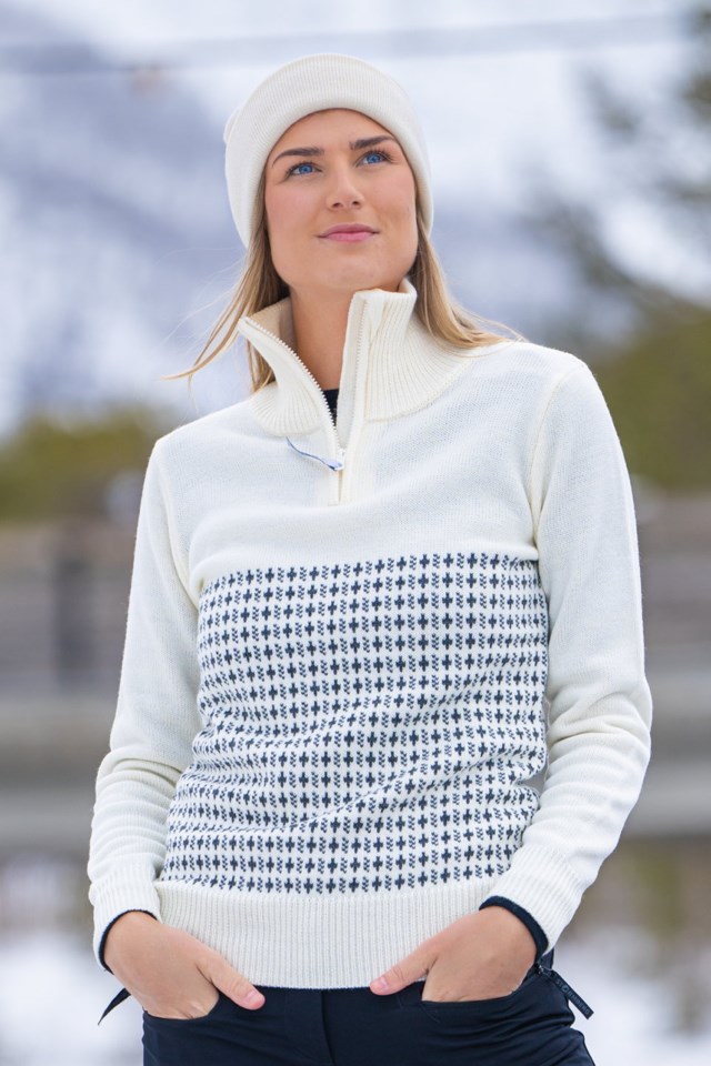 Nordisfjell Half Zip ullgenser White Dame - 1