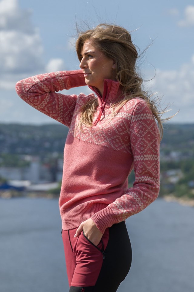 Norddalen Half Zip ullgenser Pink Dame - 1