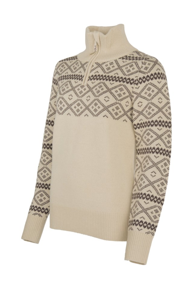 Norddalen Half Zip ullgenser Beige Dame - 1
