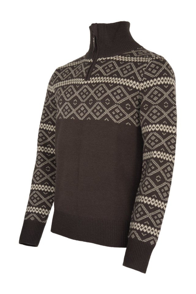 Norddalen Half Zip ullgenser Brown Herre - 1