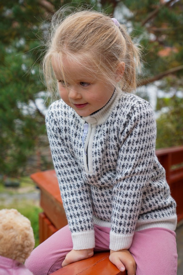 Nordishavet Half Zip ullgenser barn 1-7 White|Grey Barn - 1