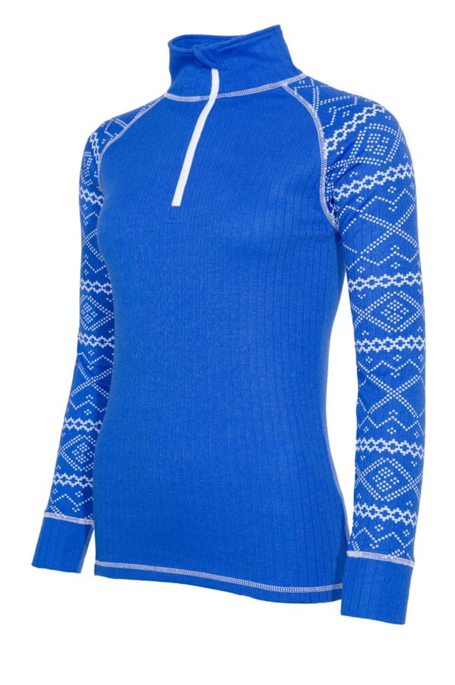 Halsafjell Half Zip trøye Dazzling Blue / Standard White - 1