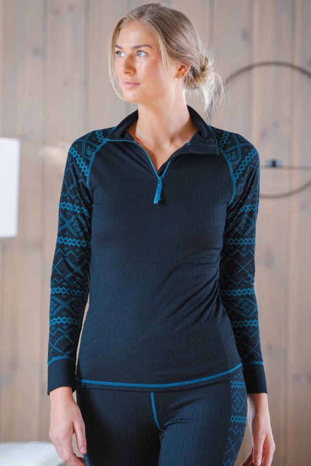 Halsafjell Half Zip trøye Blue Dame - 1