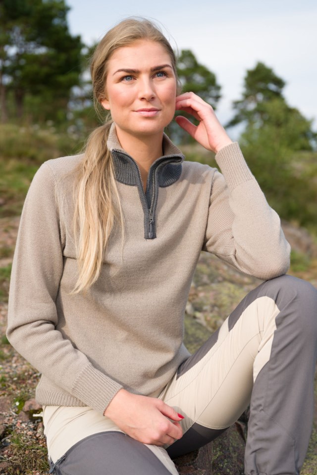 Marka Half Zip strikkegenser White|Grey Dame - 1