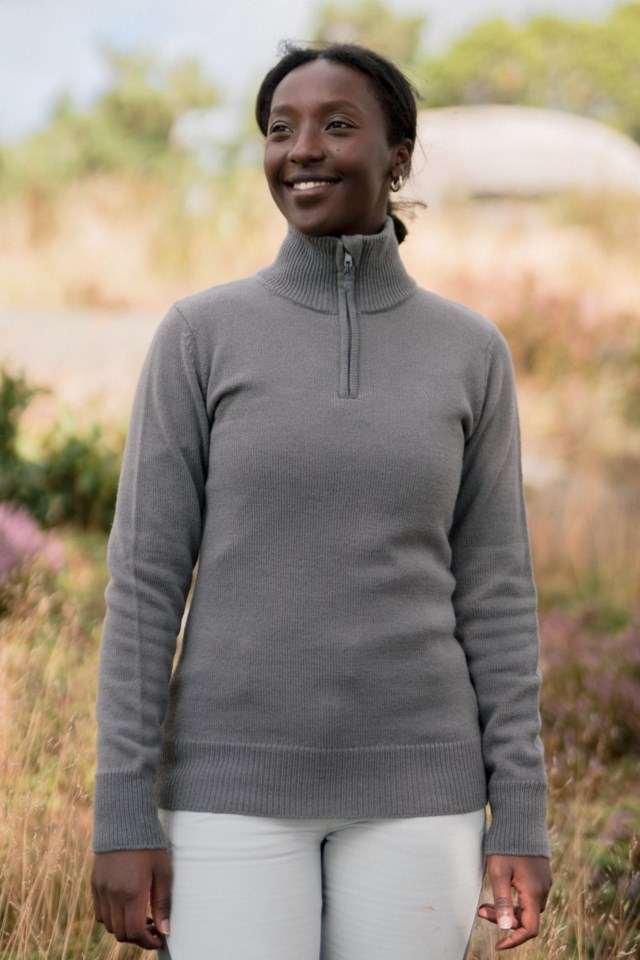 Marka Half Zip strikkegenser Grey Dame - 1