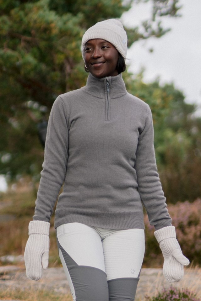 Marka Half Zip strikkegenser Grey Dame - 1