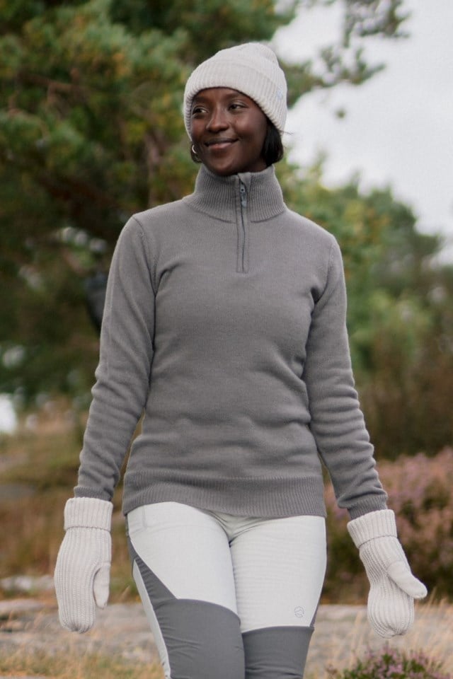 Marka Half Zip strikkegenser Grey Dame - 1