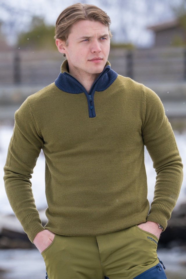Marka Half Zip strikkegenser Martini Olive / Ebony - 1
