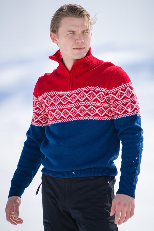 Hardanger Half Zip ullgenser Red|Blue Herre - 1
