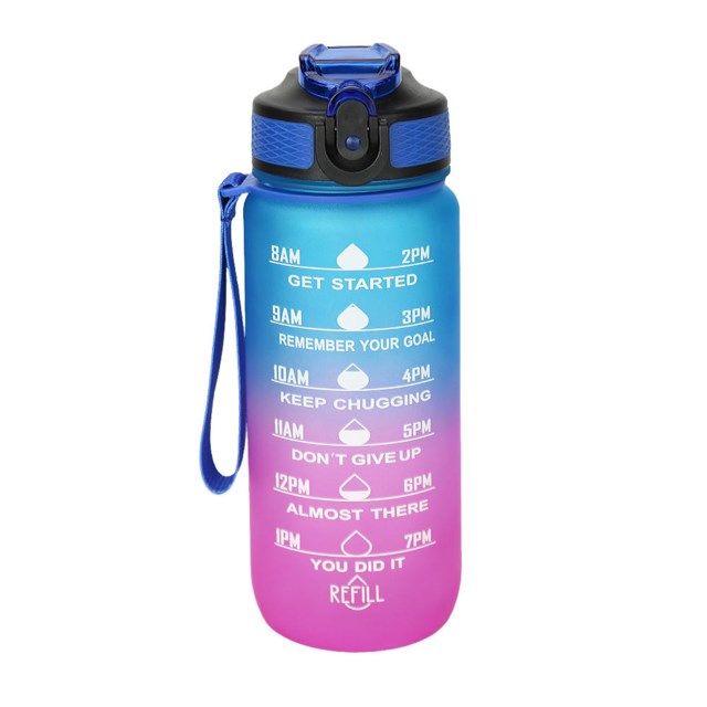 Motivasjon drikkeflaske 0,6 liter Pink/Sea blue - 1