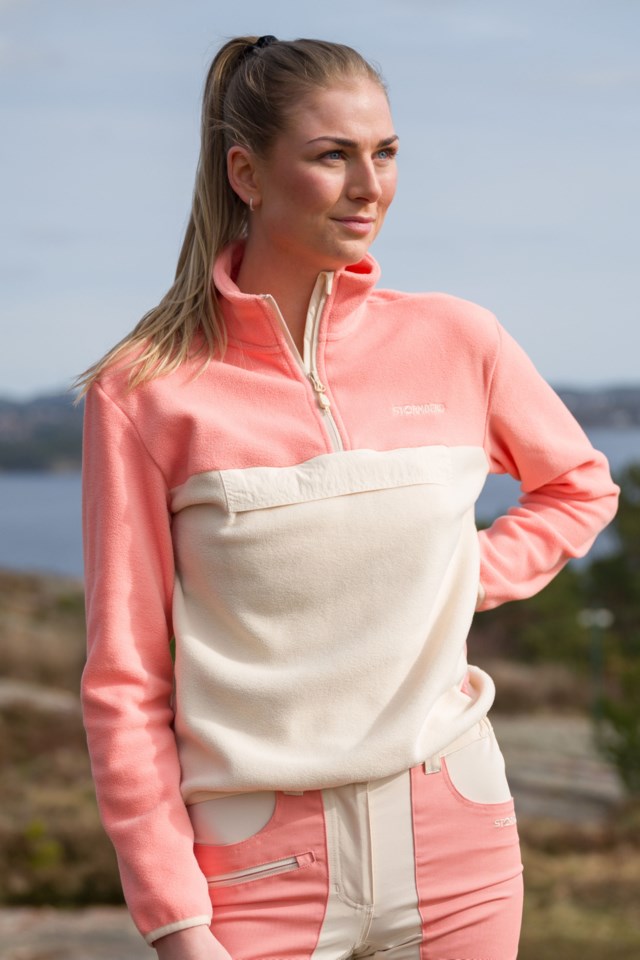 Lyngør Half Zip fleecegenser Blooming Dahlia / Sandshell - 1