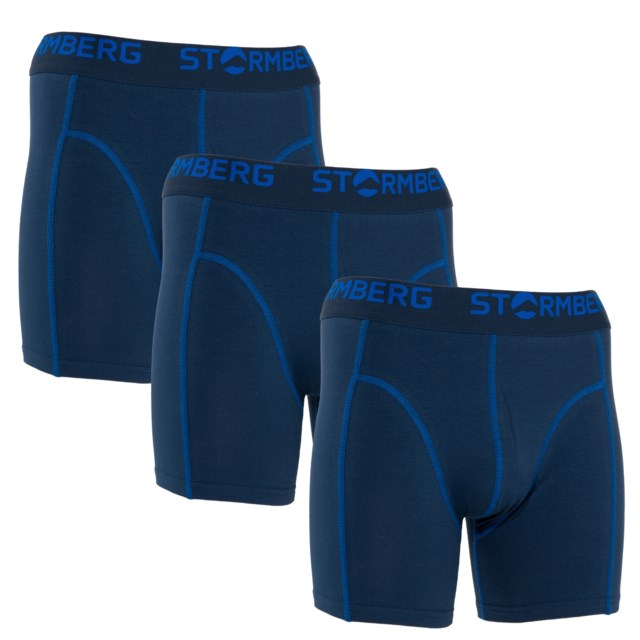 Mildenes lang bomull boxershorts 3-pack Blue Herre - 1