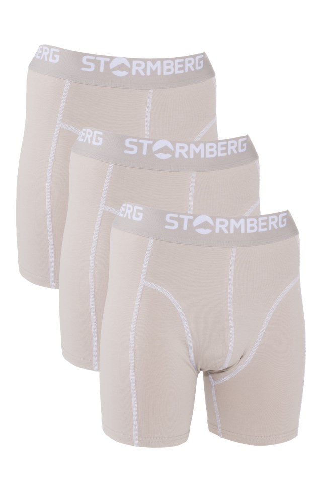Mildenes lang bomull boxershorts 3-pack Beige Herre - 1